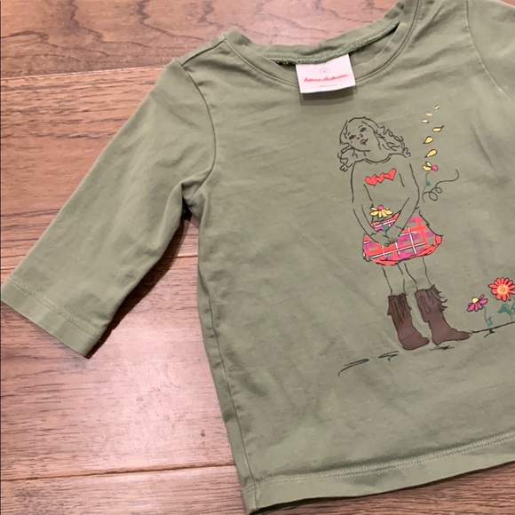 Green Kids Shirt with Girl and Flower Print - Picture 6 of 6